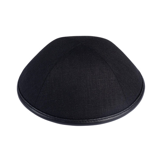 IKIPPAH en Lin - Noir avec liseré en cuir